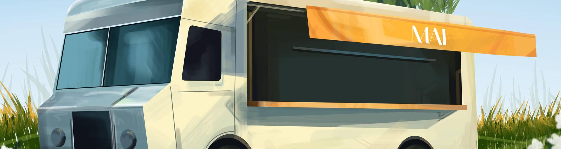 Illustration food truck et muguets